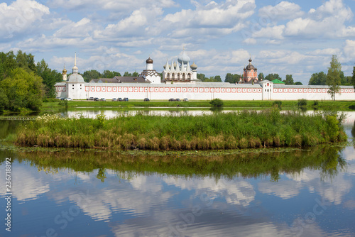 View of the Assumption Monastery on a sunny June afternoon. Tikhvin, Russia