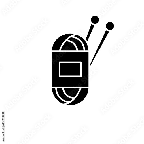 Yarn black icon, concept vector sign on isolated background. Yarn illustration, symbol