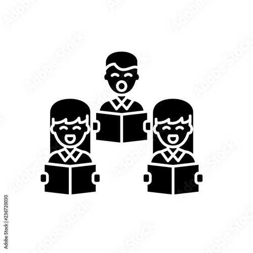 Choral singing black icon, concept vector sign on isolated background. Choral singing illustration, symbol