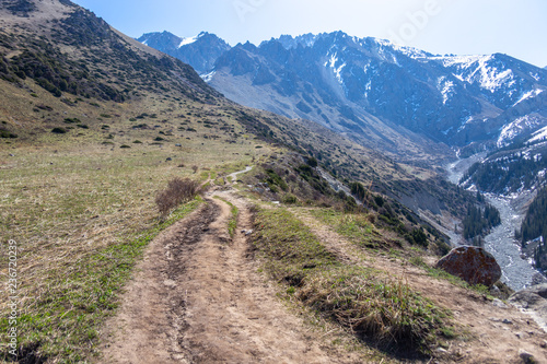 Scenic landscape in Ala Archa national park in Tian Shan mountain range, Kyrgyzstan photo