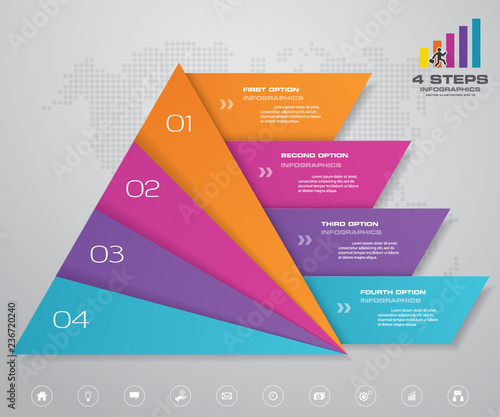 4 steps pyramid with free space for text on each level. infographics, presentations or advertising. EPS10.	