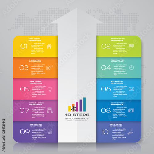 10 steps arrow infographics chart design element. For data presentation. EPS 10.	