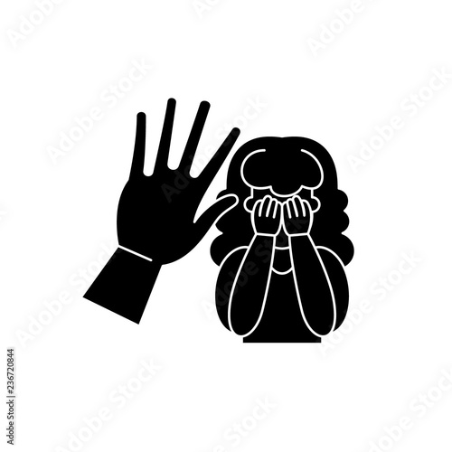 Physical aggression black icon, concept vector sign on isolated background. Physical aggression illustration, symbol