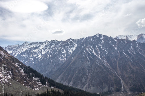 Scenic landscape in Ala Archa national park in Tian Shan mountain range, Kyrgyzstan