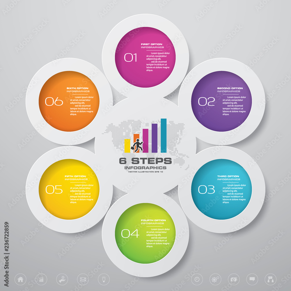 6 steps simple&editable process chart infographics element. EPS 10. 6 steps simple&editable process chart infographics element. EPS 10.