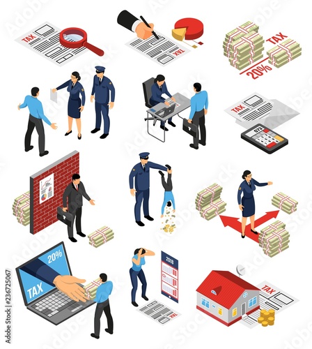 Isometric Assessor Icon Set