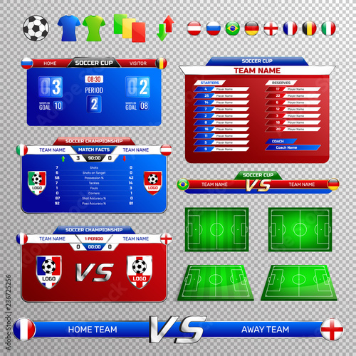 Soccer Broadcast Elements Transparent Set