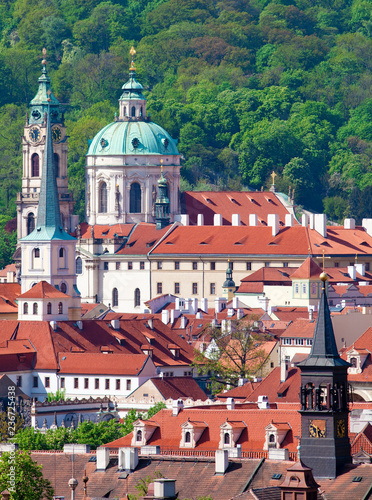 Czech Republic Prague - St. Nicolas Church and Rooftops of Lesse