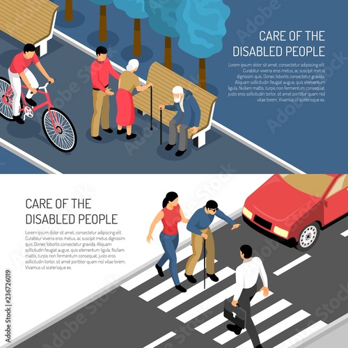 Disabled People Isometric Banners