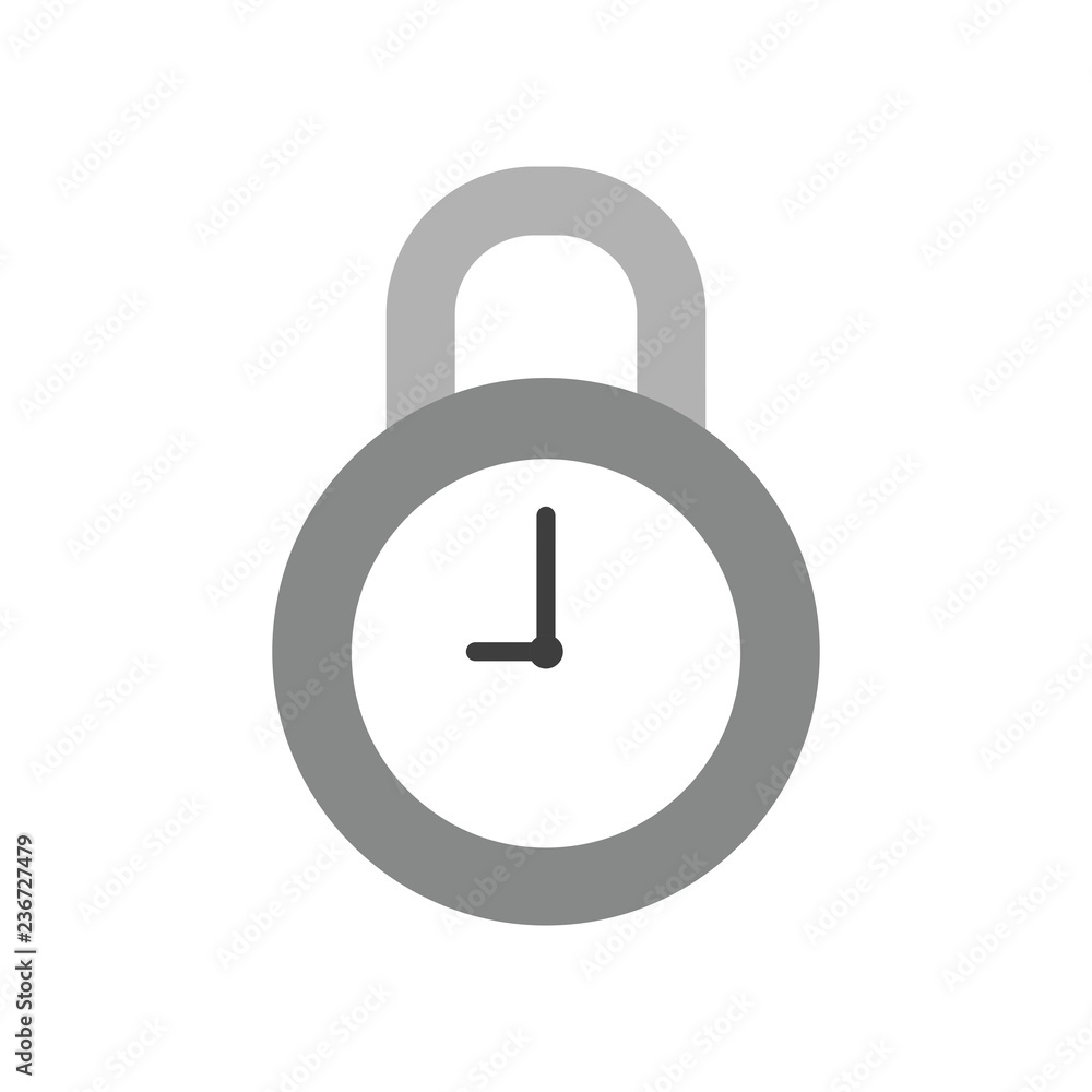 Vector icon concept of closed clock padlock Vector icon concept of closed clock padlock