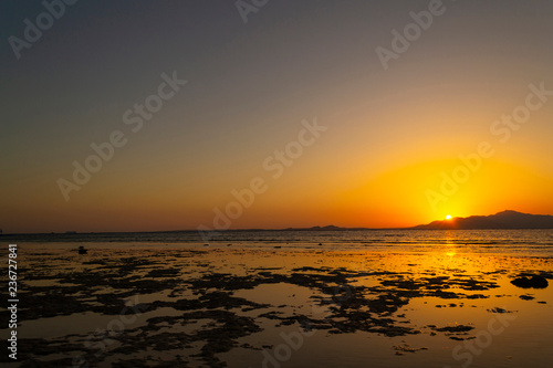 Sunrise on Red Sea. Egypt. Beautiful tropical seascape.