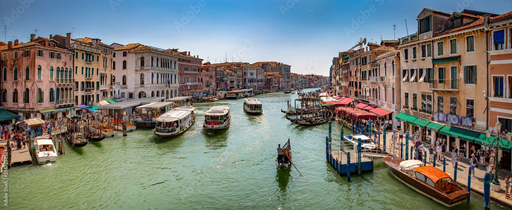 Italy beauty, view from famous canal bridge Rialto in Venice , Venezia