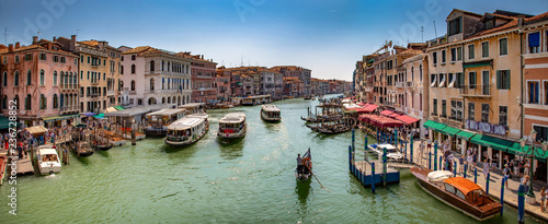 Italy beauty, view from famous canal bridge Rialto in Venice , Venezia