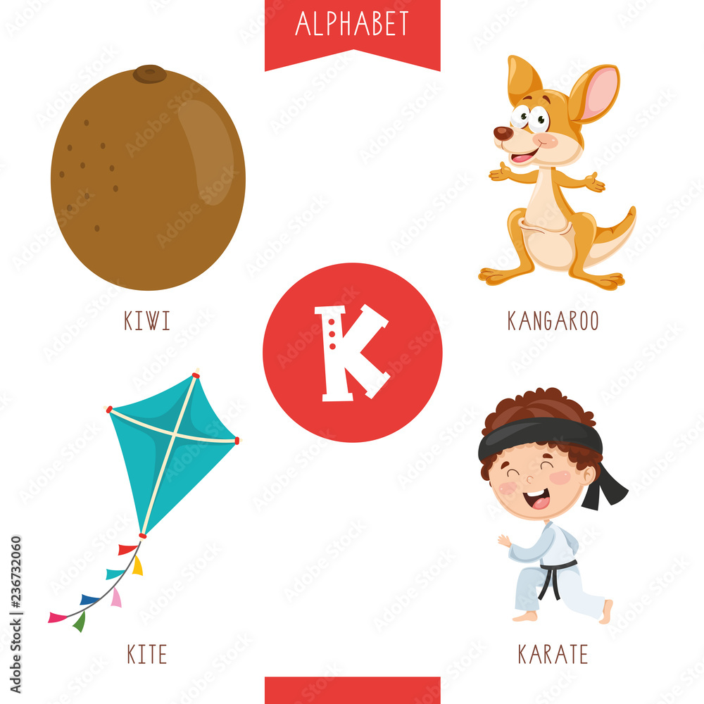 Vector Illustration Of Alphabet Letter K And Pictures Vector Illustration Of Alphabet Letter K And Pictures