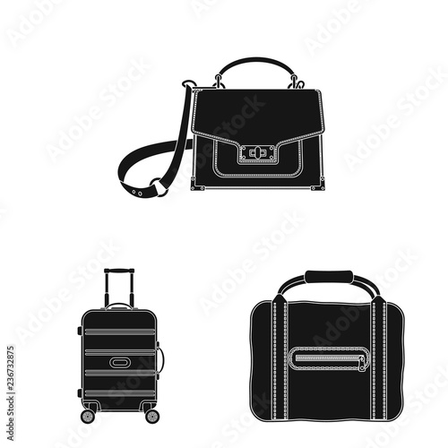 Vector design of suitcase and baggage symbol. Set of suitcase and journey stock vector illustration.