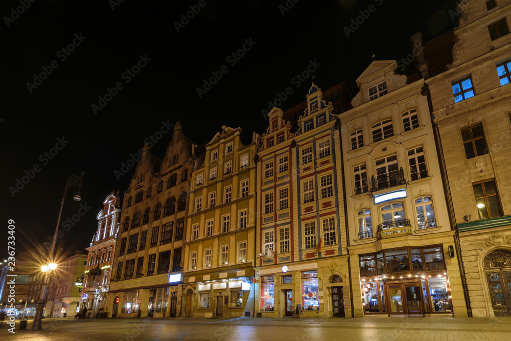 The architecture at the Stray Rynek square in the old town of Wroclaw in Poland in east Europe.