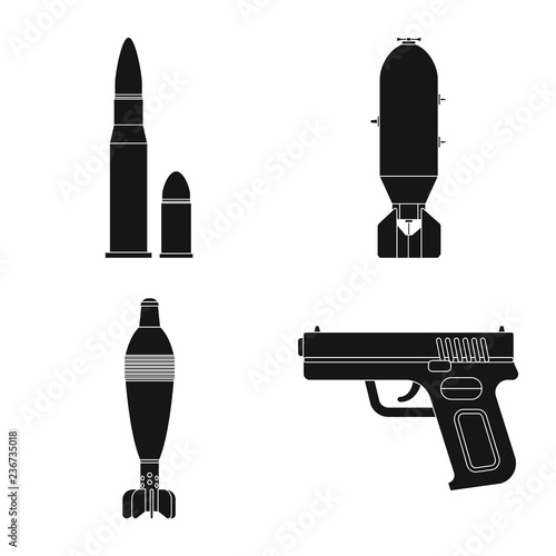 Vector illustration of weapon and gun sign. Collection of weapon and army stock symbol for web.