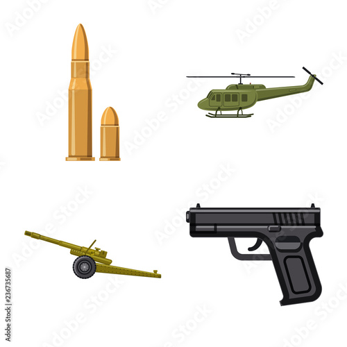 Vector illustration of weapon and gun logo. Collection of weapon and army stock symbol for web.