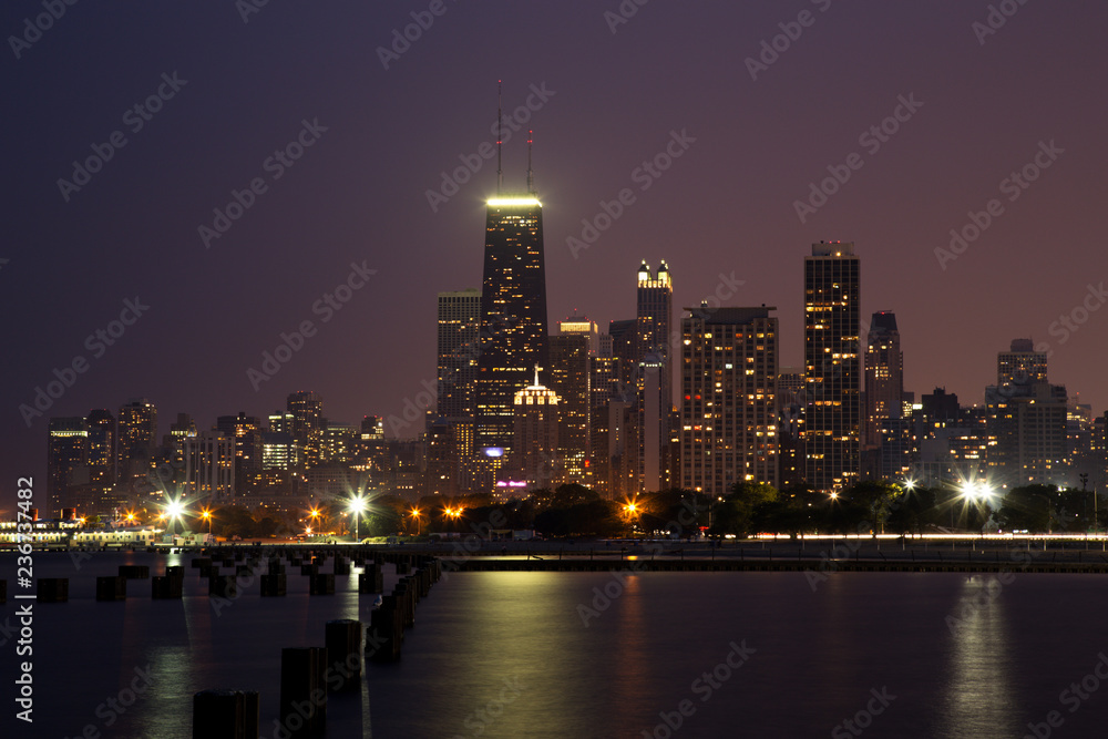 Chicago Skyline Panorama at Dusk