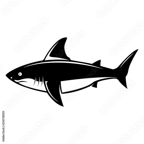 Shark illustration. Design elements for logo, label, emblem, sign, menu.