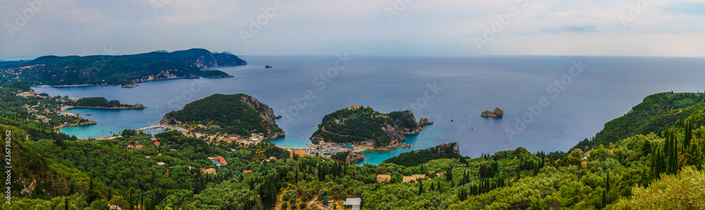 Corfu island Paleokastritsa panorama