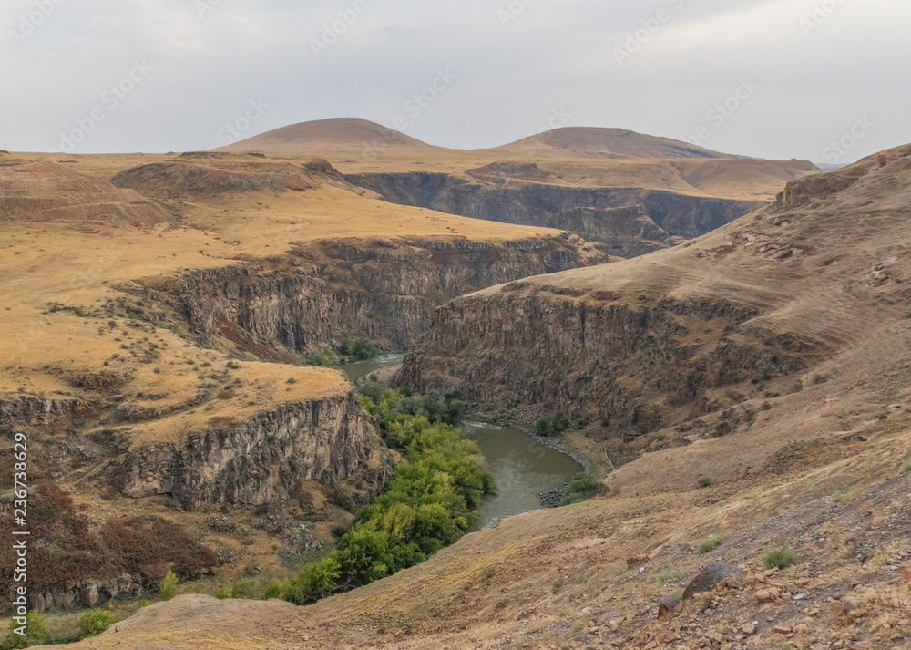 Ani, Turkey - former capital of the Bagratid Armenian kingdom, Ani and its ruins are since 2016 a Unesco World Heritage Site. Here the Akhurian River gorge