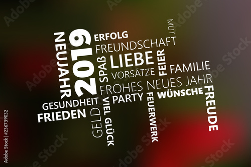 Vorsätze 2019 Neujahr Wünsche Weihnachtsbaum Blurry Hintergrund