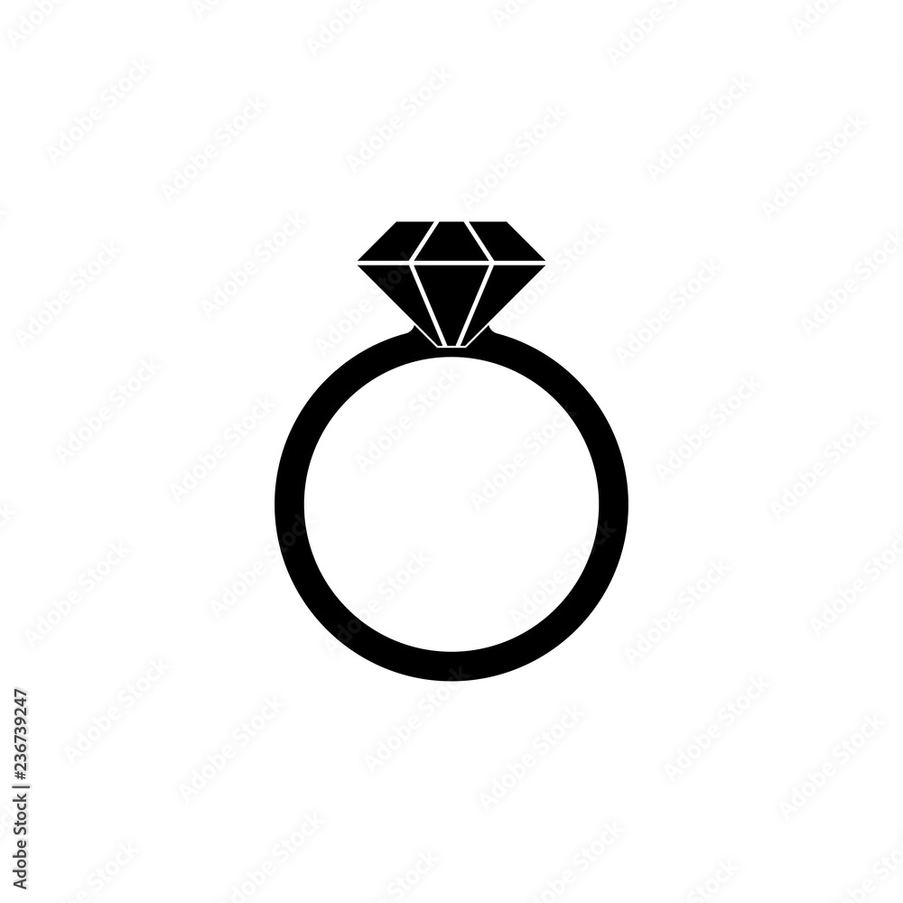 Icon of ring with diamond or other gem. Engagement or marriage ring, expensive jewelry. Vector Illustration Icon of ring with diamond or other gem. Engagement or marriage ring, expensive jewelry. Vector Illustration