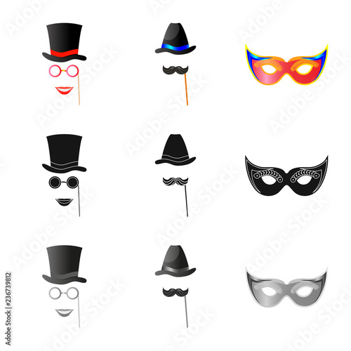 Vector illustration of party and birthday symbol. Collection of party and celebration stock symbol for web.
