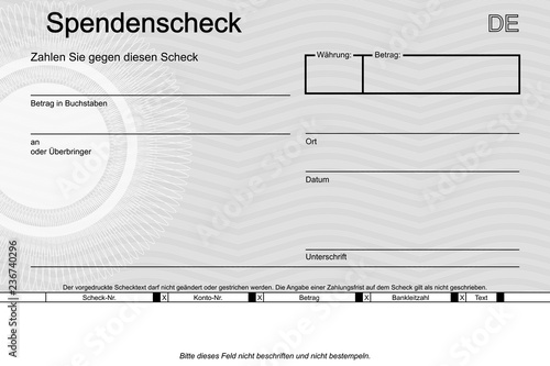 Spendenscheck - Muster Vorlage grau