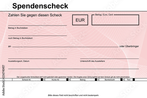 Spendenscheck - rosa rot Spenden Scheck Muster Übergabe