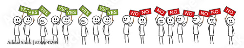 Personen mit verschiedenen Meinungen Banner Yes No