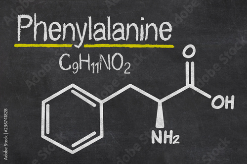Blackboard with the chemical formula of Phenylalanine photo