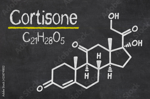 Blackboard with the chemical formula of Cortisone