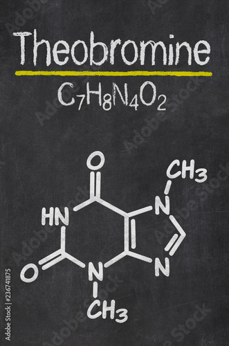 Blackboard with the chemical formula of Theobromine photo