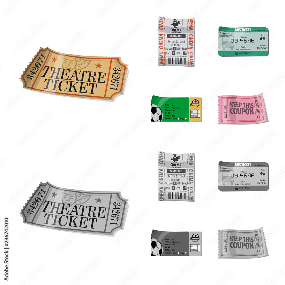 Vector design of ticket and admission icon. Collection of ticket and event stock symbol for web. Vector design of ticket and admission icon. Collection of ticket and event stock symbol for web.