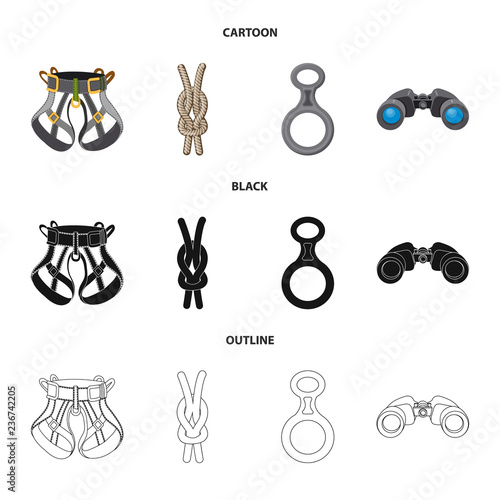 Isolated object of mountaineering and peak logo. Set of mountaineering and camp stock symbol for web.