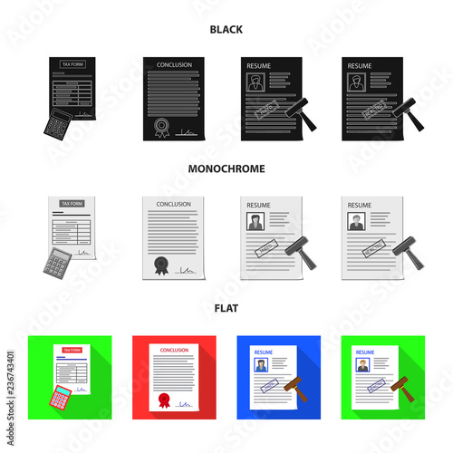 Vector design of form and document icon. Set of form and mark stock symbol for web.