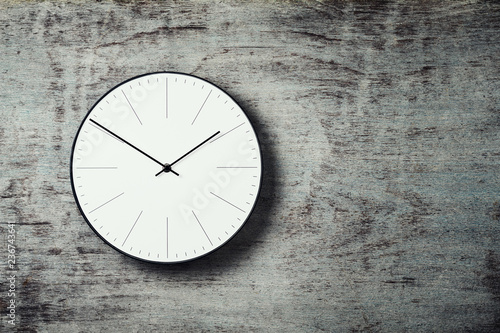 Wallpaper Mural Classic round wall clock on a wooden background with copy space Torontodigital.ca