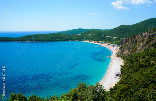 Beach Jaz Adriatic Sea. Top view from mountain. Sunny day © lizaelesina