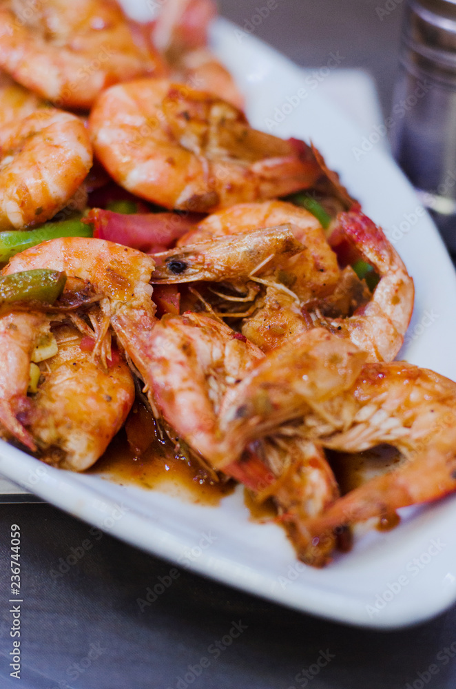 Raw Shrimp prepared for cooking on bowl Raw Shrimp prepared for cooking on bowl