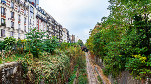 PARIS, FRANCE, on OCTOBER 26, 2018. The site of the abandoned ring railroad (fr. la petite ceinture)  photo
