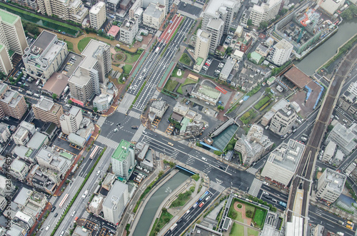 Photography Aerial view of Tokyo cityscape from high above