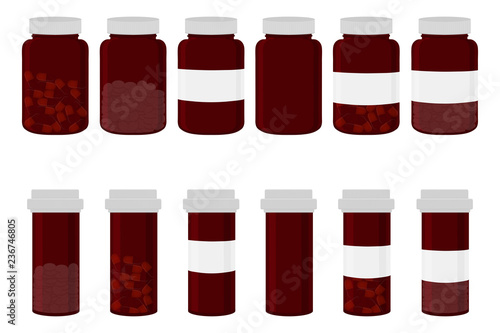Illustration on theme big colored set different types of pills