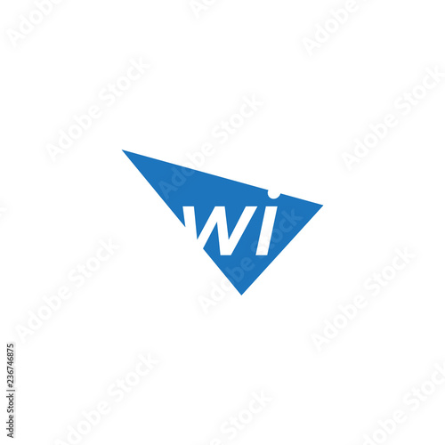 Free Download initial two letter wi negative space triangle logo - GFXLoad