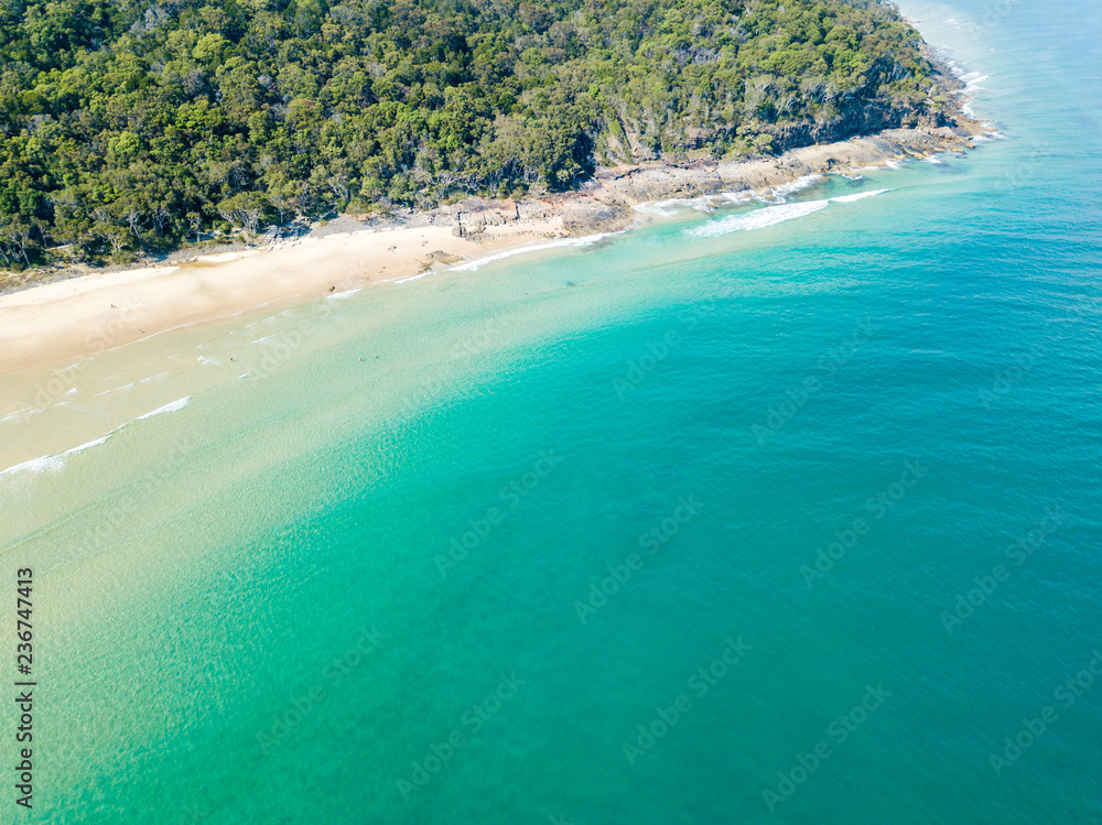Noosa National Park aerial view with blue turquoise water
