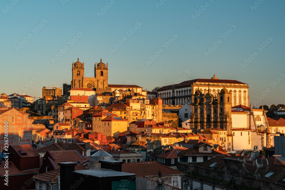 porto old city center town during the sunset golden hour