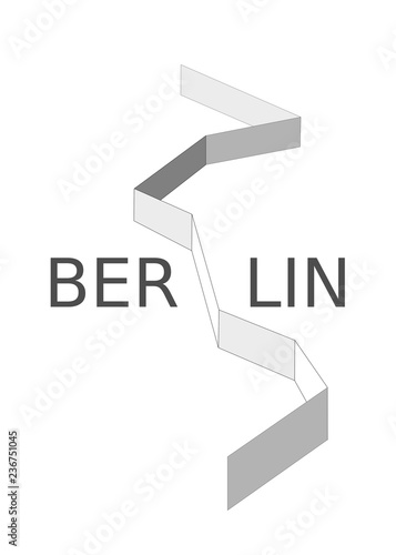 Berlin city is divided into Eastern and Western Part. Division of East and West Germany in the German capital town. Minimalist vector illustration isolated on white