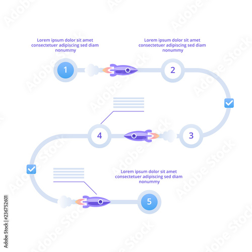 Startup project steps infographics. Vector flat illustration