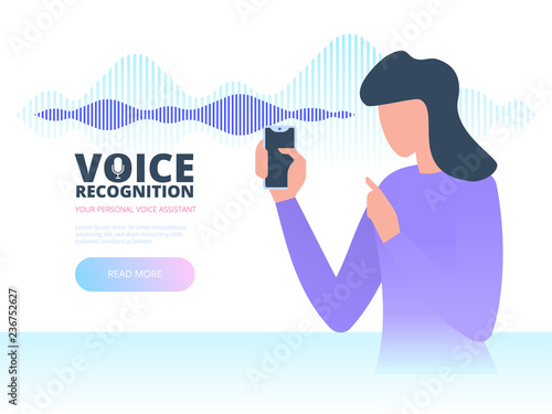 Voice recognition. Intelligent voice personal assistant technology concept.